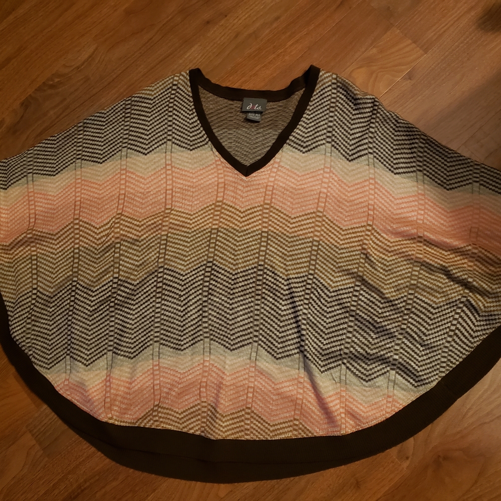 Chic Chevron V-Neck Poncho Top
